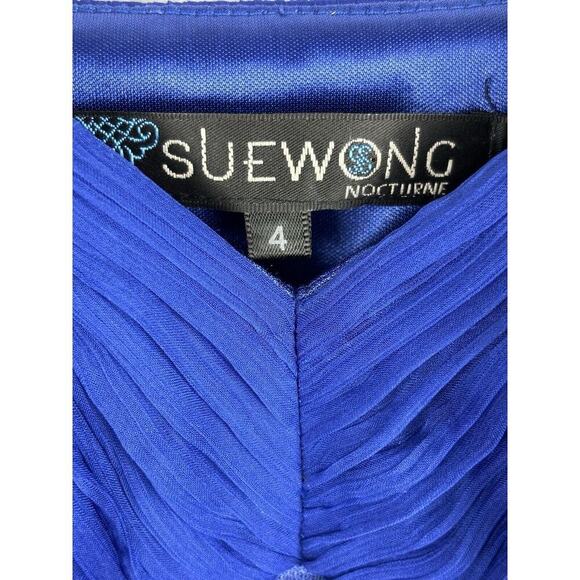 Sue Wong Womens Formal Cocktail Dress 4 Blue Sequin Beaded Homecoming Gala Prom - Picture 9 of 11